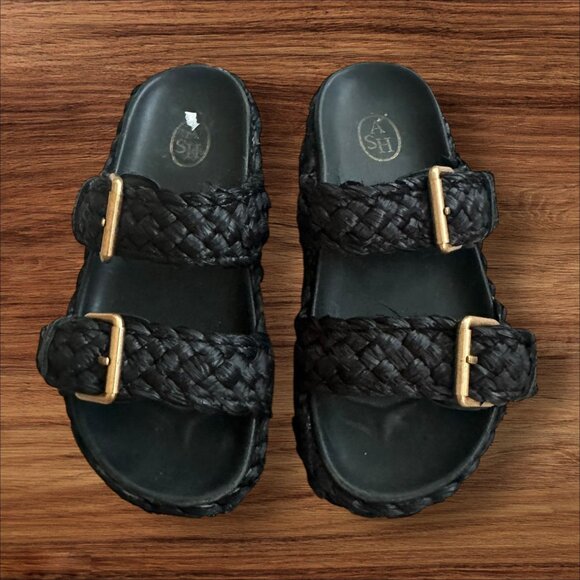 ASH Black Platform Braided Buckle Sandals Size 35 / US 5 - Picture 1 of 7
